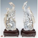 Pair Chinese Agate Birds