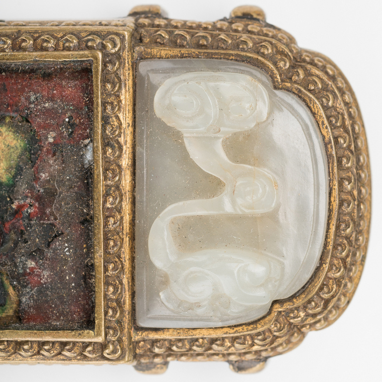 2 Chinese Jade, Stone & Gilt Bronze Belt Buckles - Image 16 of 20