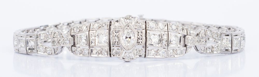Art Deco Platinum Diamond Bracelet - Image 2 of 9
