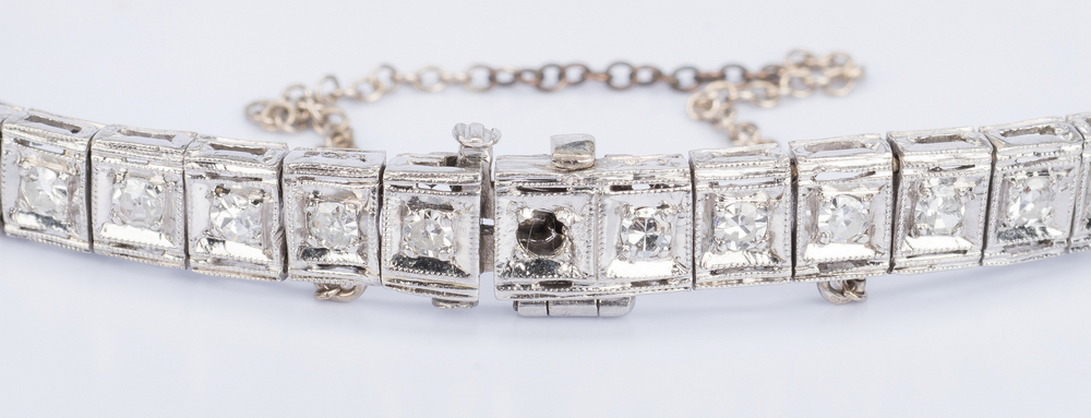 Art Deco Platinum Diamond Bracelet - Image 8 of 9