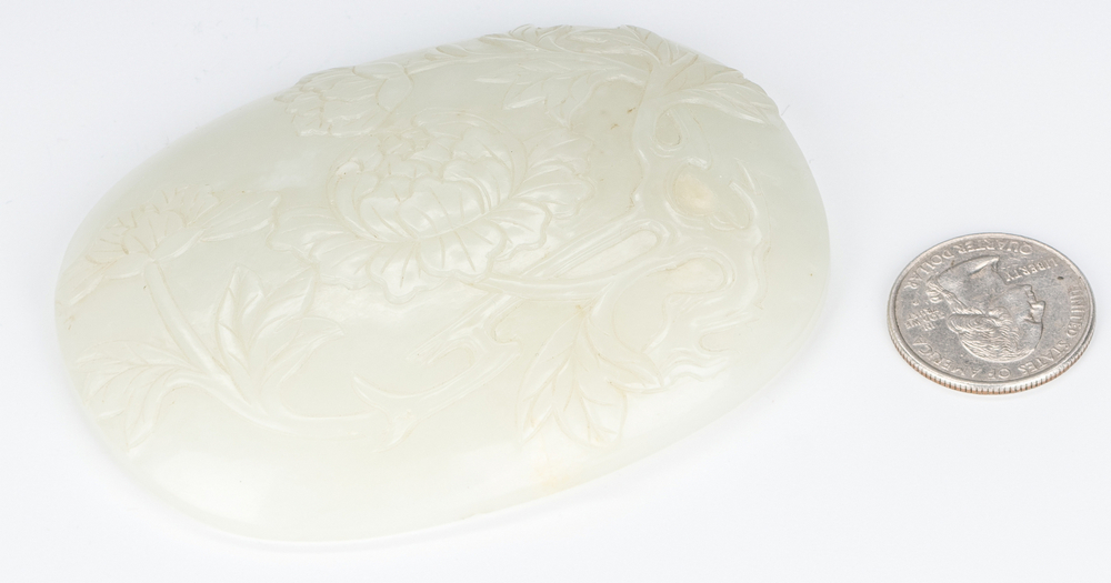 Carved Oval Chinese White Jade Buckle - Image 6 of 7