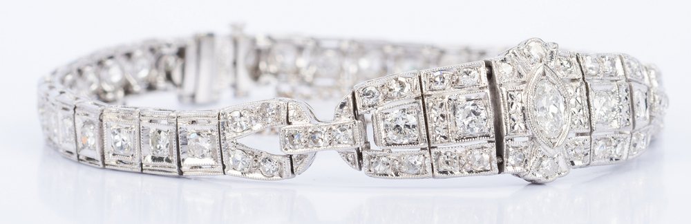 Art Deco Platinum Diamond Bracelet - Image 4 of 9
