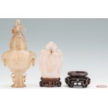 2 Carved Chinese Quartz Items, Urn & Bottle