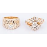 Two 14K Diamond Wedding Rings