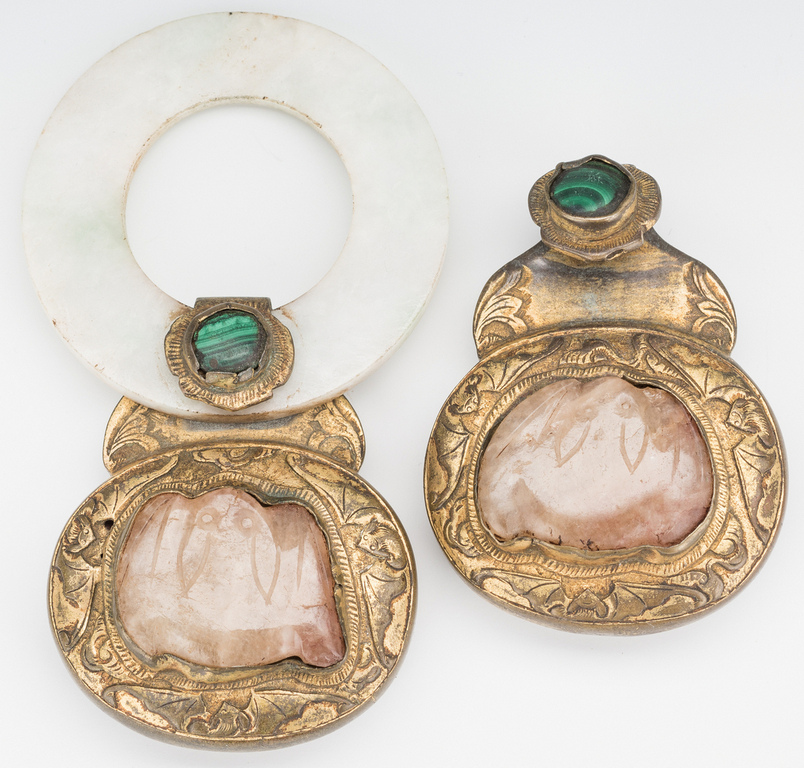 2 Chinese Jade, Stone & Gilt Bronze Belt Buckles - Image 7 of 20