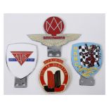 Four badge bar badges, comprising Aston Martin Owners Club, The TR Register (Gold Award),