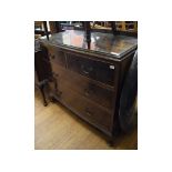 A mahogany bow front chest of two short and two long drawers, on cabriole legs, 99 cm wide,