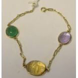 A 14ct gold and quartz bracelet,