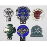Six badge bar badges, comprising BEN, Motor Caravanners Club, The National Trust, Caravan Club,