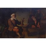 Continental school, a figure smoking a pipe in a tavern interior, oil,