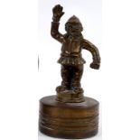 An accessory car mascot, Half, in the form of a policeman, cast bronze, mounted on a radiator cap,