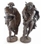 A spelter figure, of a fisherman, 50.