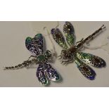 A silver and plique a jour style enamel bug brooch,