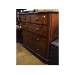 A Victorian walnut chest, of five drawers,