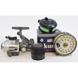 A Sharpe's of Aberdeen The Gordon ¾ inch fly fishing reel, two other reels,