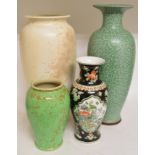 An green vase, drilled,
