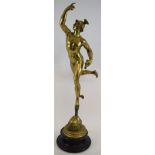 After Giambologna, a brass figure of Mercury, on a stand,