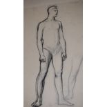 Barnett Freedman, a full length study of a semi-nude male, pencil and ink, signed, 32 x 22.