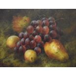 English school, late 19th century, still life of grapes and other fruit, oil on canvas,