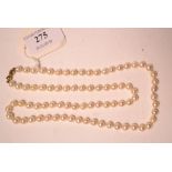 A single strand pearl necklace,