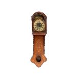 A Dutch wall clock, with alarm, the 26 cm arched square painted dial with Roman numerals,