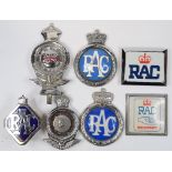 A Royal Automobile Club full members badge, and six other RAC badges,