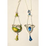 An Art Nouveau style silver and enamel necklace,