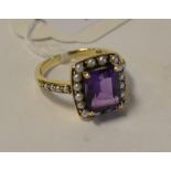 A 9ct gold, amethyst and pearl ring, approx.