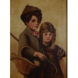 Continental school, a portrait of a peasant boy and his sister, oil on canvas, initialled C J,