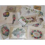 A collection of late 19th/early 20th century birthday and other greetings cards and bookmarks (box)