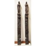 A pair of 19th century carved oak figures, the arts, 34.