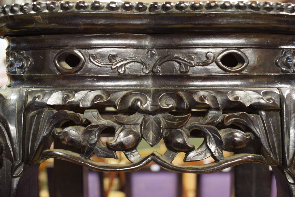 A Chinese carved hardwood jardiniere sta - Image 6 of 8