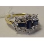 A 9ct gold, sapphire and diamond ring, a