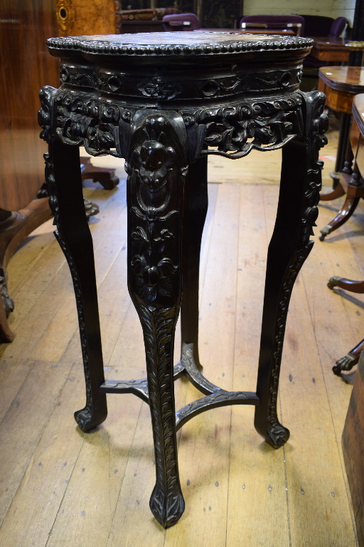 A Chinese carved hardwood jardiniere sta - Image 4 of 8
