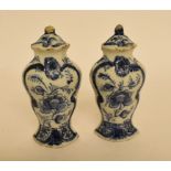 A pair of miniature Dutch delft vases, some fritting, 11.