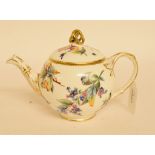 A 19th century Continental porcelain teapot and cover, decorated insects,