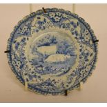 A 19th century transfer printed saucer, decorated cattle, 14.