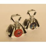 A pair of Art Deco style glass scent bottles, decorated dancers, 7.