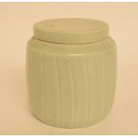 A David Leach for Lowerdown Pottery celadon glazed jar and cover, repaired firing crack to rim,