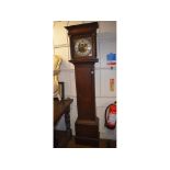 A longcase clock, the 26 cm square brass