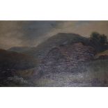 W Park, a highland bothy, oil on canvas,