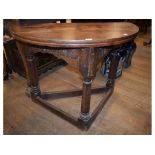 A credence oak table, the fold over top