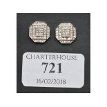 A pair of 14ct white gold and diamond pa