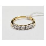 A 9ct gold and five stone diamond ring,