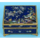 A Japanese cloisonné box and hinged cove