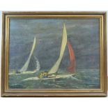 Volk, racing yachts, oil on canvas, indi