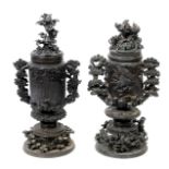 A matched pair of Japanese bronze vases