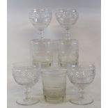 Four cut glass wine goblets, and three s