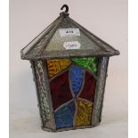 A stained glass hanging lantern, 22 cm h