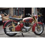 A 1953 BSA A10 Golden Flash, registration number MBT 639, frame number BA7510504, gold/red.